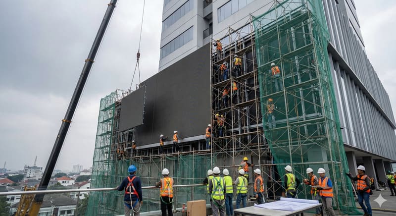 Jasa pasang videotron bandung konstruksi aman.