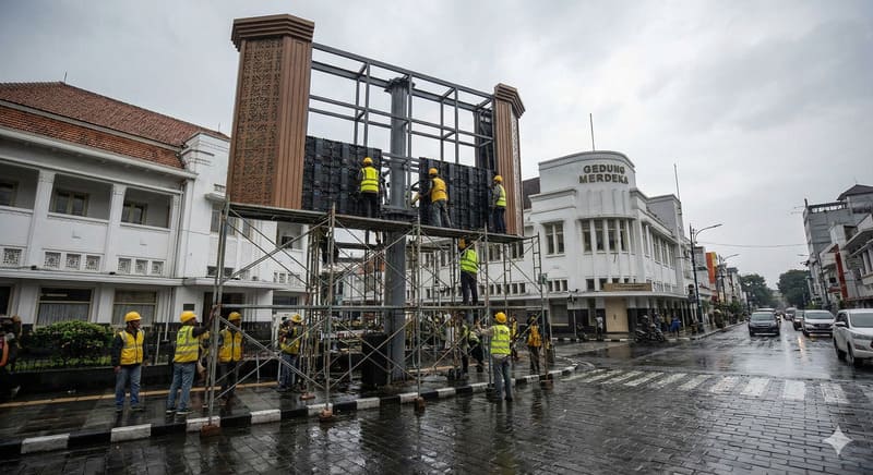 Vendor videotron bandung pemasangan di area asia afrika.