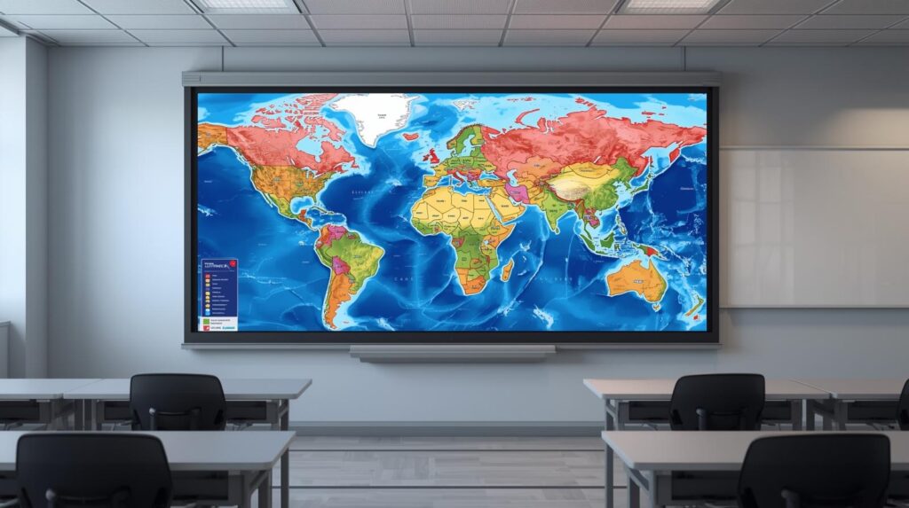 smartboard pelajaran geografi dengan peta digital interaktif